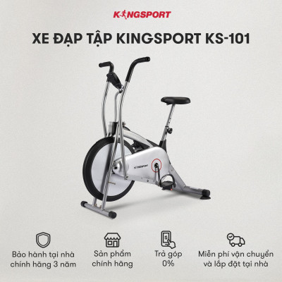 Xe đạp tập KINGSPORT KS-101 tập luyện toàn thân, tích hợp đồng hồ đo lường chỉ số, cân nặng phù hợp từ dưới 75kg