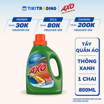 Nước Tẩy Quần Áo Màu Axo Xanh Lá Hương Thông Xanh Chai 800ml