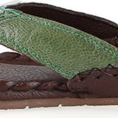 Dép nữ Huy Hoàng da đà điểu màu xanh rêu HT7409