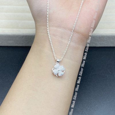 Dây Chuyền Bạc 925 Cỏ 4 Lá Xoay Vòng Bạc Hiểu Minh DMD542