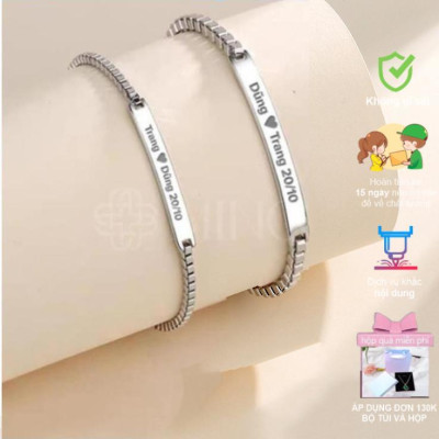 [Khắc tên] [Ghi Chú] Vòng  Cặp Khắc Tên Miễn Phí Lắc  Đôi Nam Nữ Bạn Thân - 1402
