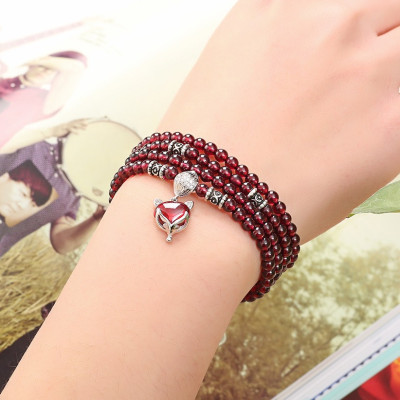 VÒNG TAY HỒ LY NHIỀU LỚP ĐÁ THẠCH LỰU ĐỎ TÌNH DUYÊN MAY MẮN