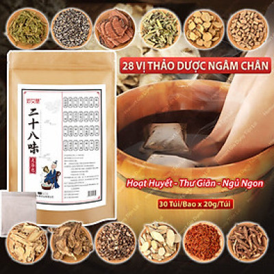 Bịch 28 Vị Thảo Dược Ngâm Chân Túi Lọc Đông Y 650g Tán Bột Thải Độc Giảm Stress Ngủ Ngon Chống Hôi Chân 