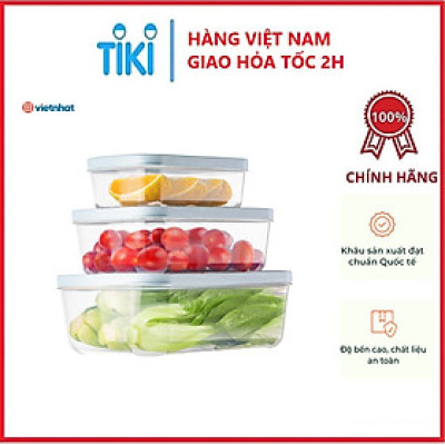 Combo 3 Hộp Đựng Thực Phẩm Chữ Nhật 750-1500-2500 ml Hokori - Hàng Chính Hãng ( màu ngẫu nhiên)