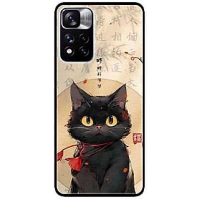 Ốp lưng cho Xiaomi Redmi Note 11 - 11S 4G - Redmi Note 11 5G - 11 Pro Q.Tế - 11 Pro N.Địa - Mèo Đen Nơ Đỏ - Hàng Chính Hãng