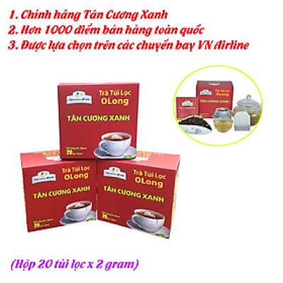 Trà túi lọc olong Tân Cương Xanh - Trà ô long túi lọc thượng hạng, 100% nguyên liệu đọt trà ô long loại ngon, KHÔNG sử dụng hương liệu, chất bảo quản