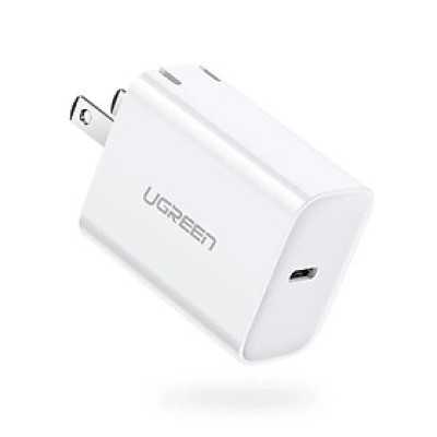 sạc nhanh cổng usb type c power delivery chân sạc chuẩn US xếp được màu trắng Ugreen 137DV70226CD 18W PD hàng chính hãng