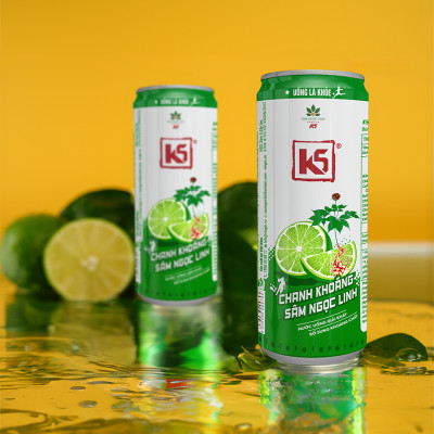 Nước Tăng Lực K5 Sâm Ngọc Linh Lốc 6 Lon Vị Chanh Khoáng (320ml/Lon)