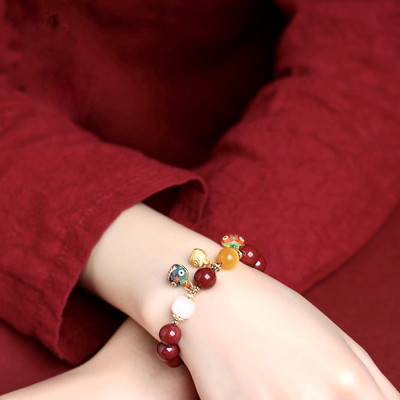 VÒNG TAY CHUỖI HẠT ĐÁ ĐỎ BÌNH AN , CHIÊU TÀI , NẠP LỘC