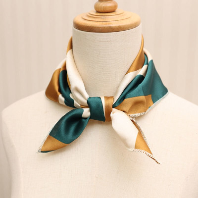 Khăn lụa cổ vuông- Khăn turban thiết kế kẻ sọc mix màu KC05