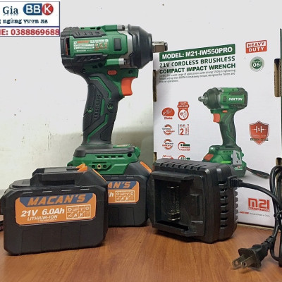 Máy Siết Bulong Dekton 550Nm, Bộ 2 Pin 15 Cell, Chân Pin Phổ Thông, Động Cơ Không Chổi Than (Bảo Hành 12 Tháng)