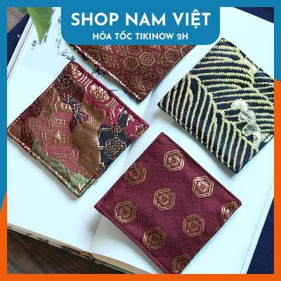 Lót Ly Thiền Trà, Lót Lư Xông Trầm Phong Cách Nhật Chất Vải Gấm Thêu Tao Nhã