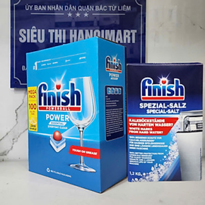 Combo Viên rửa bát Finish All in one 100 viên + Muối Finish 1.2kg