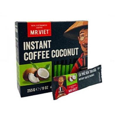 Cà phê hoà tan Dừa Mr Viet Coffee 255g - Instant Coffee Coconut (15 gói/ hộp *17g)