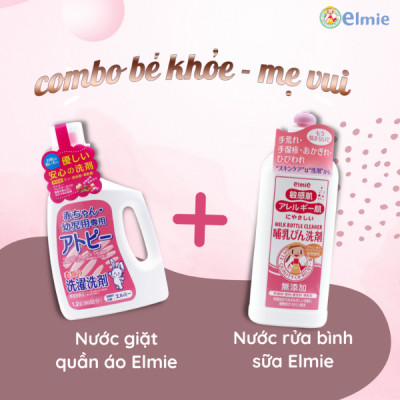 Nước giặt quần áo Elmie không chất phụ gia dành cho trẻ sơ sinh và trẻ nhỏ - 1200ml (Hàng nội địa Nhật Bản)