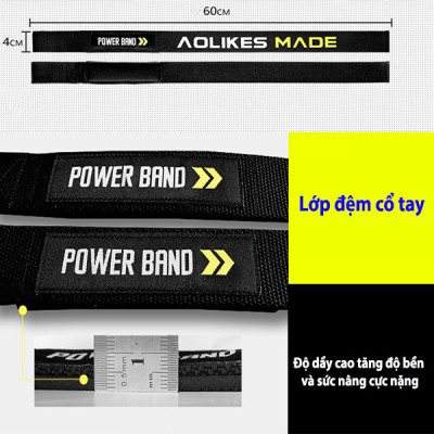 Dây Kéo Lưng Trợ Lực Cổ Tay Tập GYM Lifting Straps Aolikes AL-7637 (1 đôi)