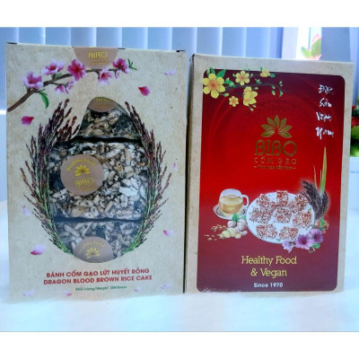 Cốm gạo Lứt Huyết Rồng BIBO- làng nghề truyền thống 50 năm - sản phẩm thuần chay tốt cho sức khỏe, hộp 200g