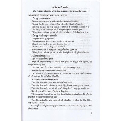Sách - Kiểm tra, đánh giá năng lực học sinh lớp 5 môn Toán học kì 1