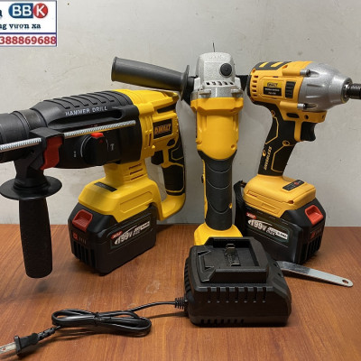 Bộ Combo 3 Máy Gồm Máy Khoan Đục Bê Tông, Máy Mài Và Máy Chuyên Vít Dùng Pin 199V 15 Cell, Máy Khoan Đục Bê Tông, Máy Cắt Cầm Tay - Bảo Hành 1 Năm
