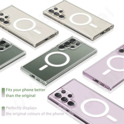 ốp lưng magnetic cho Samsung Galaxy S22 Ultra / S22 Plus / S22 5G hiệu HOTCASE Ultra Crystal Clear - thiết kế trong suốt, chống sốc chống va đập - Hàng nhập khẩu