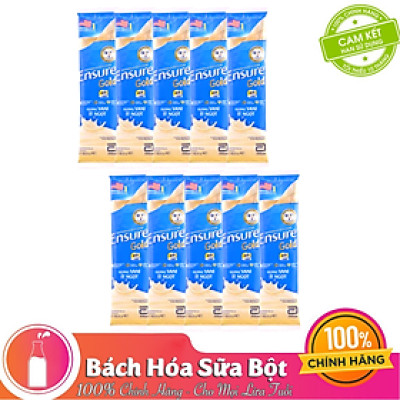 Combo 10 Gói Ensure Gold Hương Vani Ít Ngọt 60.6g