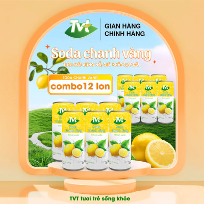 [Combo 12 lon 320ml] Soda Chanh VàngTVT - Nước cốt chanh vàng tự nhiên cùng soda nhẹ nhàng