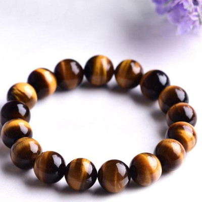 Vòng tay phong thủy đá mắt hổ vàng nâu cho người mệnh Kim Thổ VT48