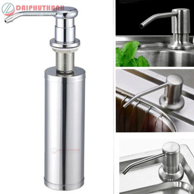 Bình Hút Nước Rửa Chén Inox 330ML Xoay 360 Gắn Âm Chậu Tiện Lợi - Kiểu nhấn, dễ lắp đặt, dễ thay nước rửa bát