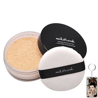 Phấn phủ bột kiềm dầu Mik@vonk Blooming Face Powder Hàn Quốc 30g NB21 # Light Beige Pearl tặng kèm móc khoá 