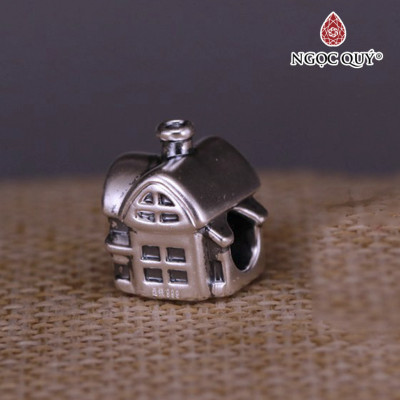 Charm bạc xỏ ngang hình ngôi nhà hạnh phúc - Ngọc Quý Gemstones