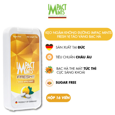 Combo 3 Kẹo Không Đường Bạc Hà IMPACT MINTS FRESH 10g (Tặng kèm 3 gói khăn giấy tempo)