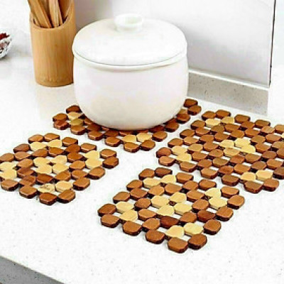 combo 2 Miếng lót nồi cách nhiệt gỗ trúc,lót bát đĩa nồi chống trơn - HENRYSA