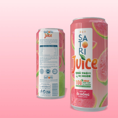 Pack nước ép trái cây Satori Juice vị ổi + mãng cầu 250ml (6lon/Pack)