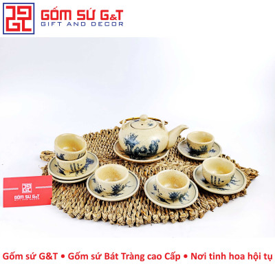 Bộ trà quả hồng trúc lâm thiết hiền men rạn Gốm Sứ G&T