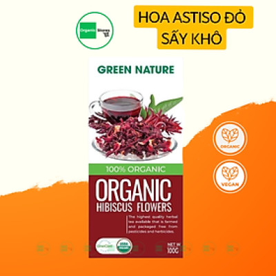 Hoa bụp giấm (Actiso đỏ) hữu cơ Hibiscus Flowers 100gr - Green Nature