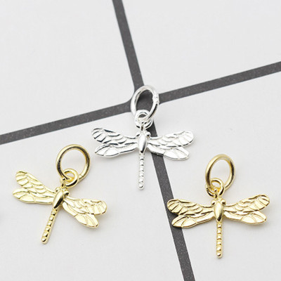 Combo 2 cái charm bạc con chuồn chuồn mạ vàng treo - Ngọc Quý Gemstones