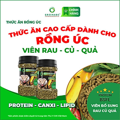 Thức ăn bò sát Rồng Úc viên RAU CỦ QUẢ GREENABC - Bổ sung đầy đủ dinh dưỡng từ thực vật - Hộp 60g
