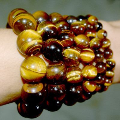 Vòng tay chuỗi đá mắt hổ nâu vàng-Nhiều cỡ ly