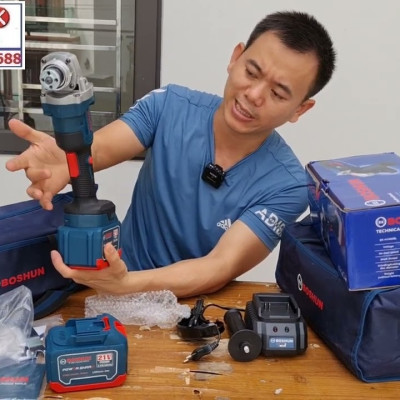 Máy mài pin Boshun 21V BS-AG100BL 2 pin 15 cell Không chổi than - Motor ruột đồng 100% - Chân pin phổ thông