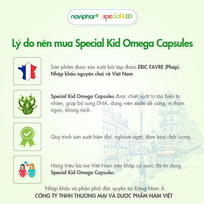 [Hộp 30 viên] Viên nang Special Kid Omega Capsules - Hỗ trợ hệ thần kinh, tăng khả năng tập trung và trí nhớ, nâng cao thị lực, tốt cho tim mạch của trẻ