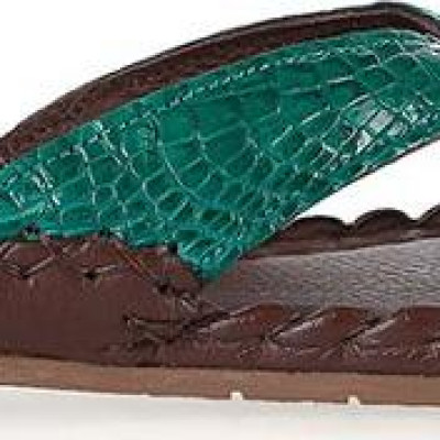 Dép nữ Huy Hoàng da cá sấu màu xanh lá HT7243