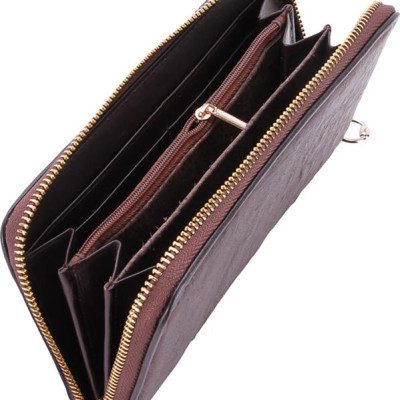 Ví Nữ Da Đà Điểu 1 Khóa Vip Huy Hoàng HT3432 (19 x 10.5 cm) - Nâu Đất