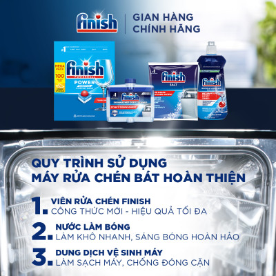 Viên Rửa Chén Bát Hương Chanh Finish Powerball Power Essential Lemon Sparkle - Túi 100 viên siêu tiết kiệm - 1 Túi