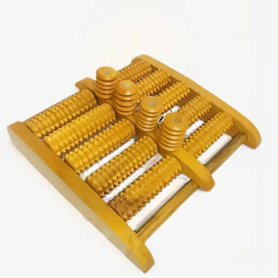 Bàn lăn massage chân 5 hàng bằng gỗ thủ công