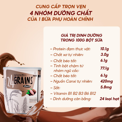 Thùng 12 Hộp Sữa Hạt Từ Gạo Lứt Hữu Cơ Nảy Mầm 24Grains Vị Socola Tự Nhiên Cho Trẻ Từ 3 Tuổi & Cả Gia Đình