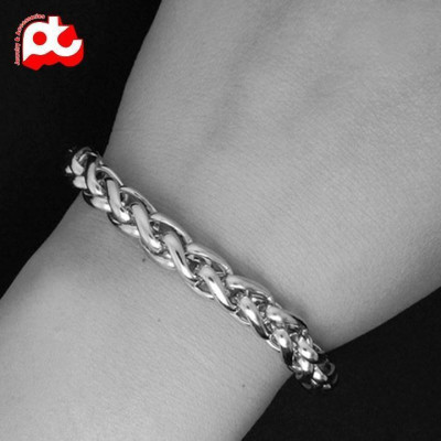 Lắc tay titan thép không gỉ nam cao cấp đẹp sang trọng kiểu bông dừa trangsucpt màu trắng PTLTNA68