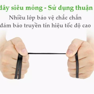 Ugreen UG50178NW102TK 10M màu Đen Cáp mạng LAN CAT6 dây dẹt - HÀNG CHÍNH HÃNG