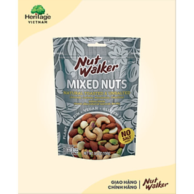 Nut Walker - Gói 150gr Hỗn hợp hạt khô rang không muối (Natural Toasted & Unsalted Mixed Nuts)