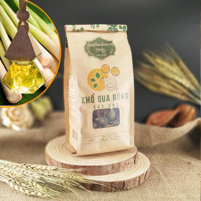 Combo 500g Khổ Qua Rừng Sấy Khô Shop Thảo Dược - Tốt Cho Bệnh Tiểu Đường, Huyết Áp Cao - Tặng 1 Chai Tinh Dầu Sả Chanh 8ml 