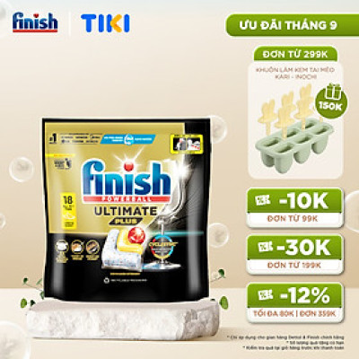 [Mới] Viên rửa chén bát hương chanh Finish Ultimate Plus All in one túi 18 viên - dòng siêu cao cấp